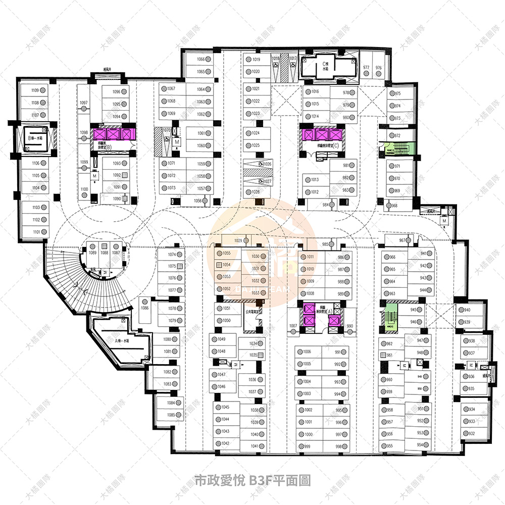 市政愛悅地下一樓停車3F配置