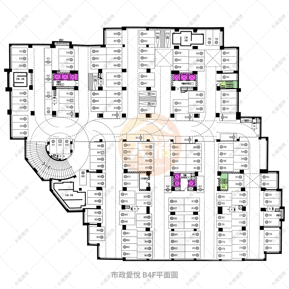 市政愛悅地下一樓停車4F配置