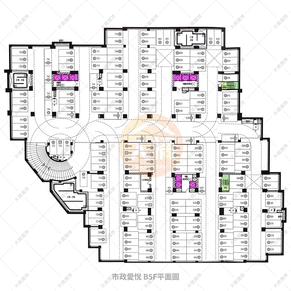 市政愛悅地下一樓停車5F配置