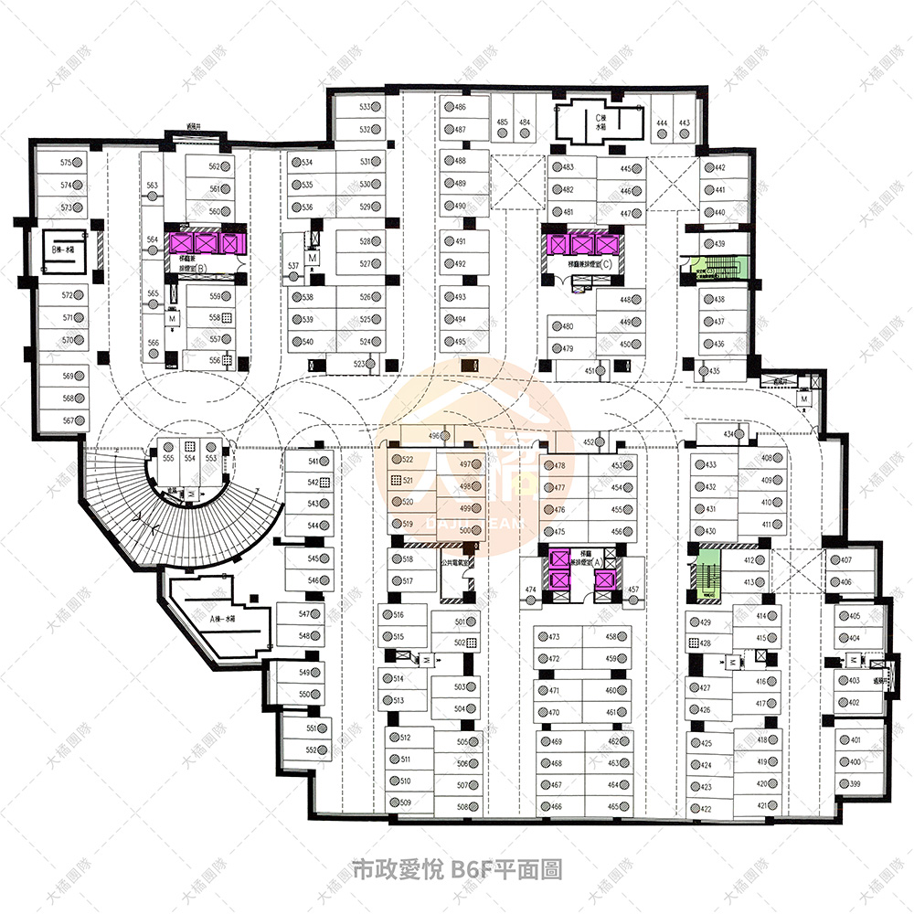 市政愛悅地下一樓停車6F配置