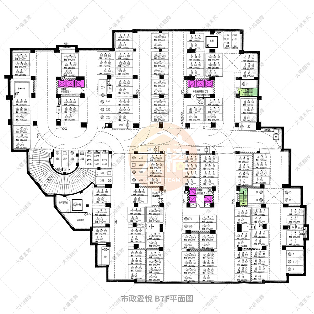 市政愛悅地下一樓停車7F配置
