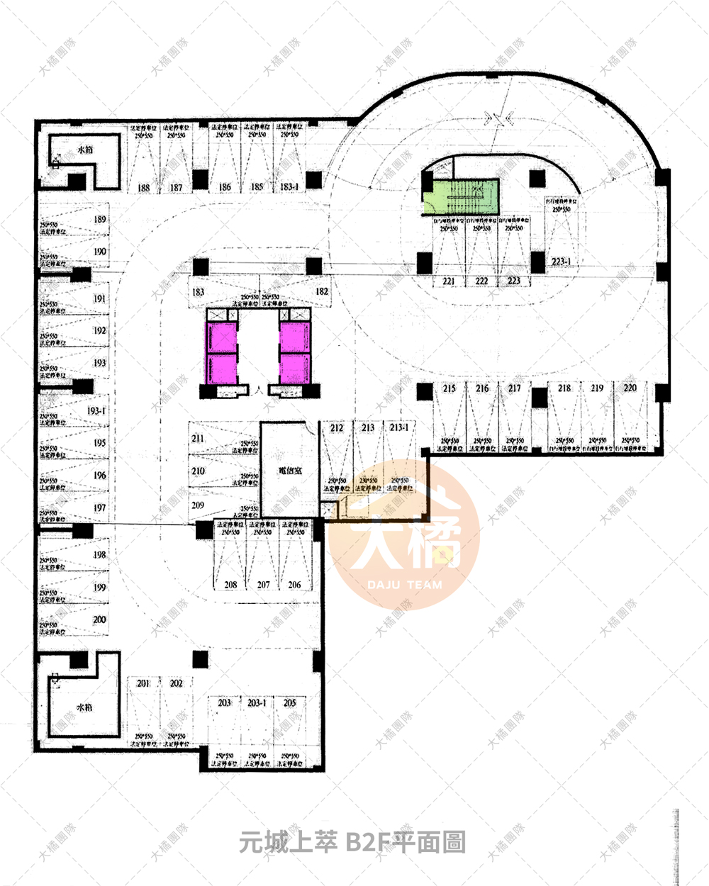 元城上萃B2F 停車平面圖