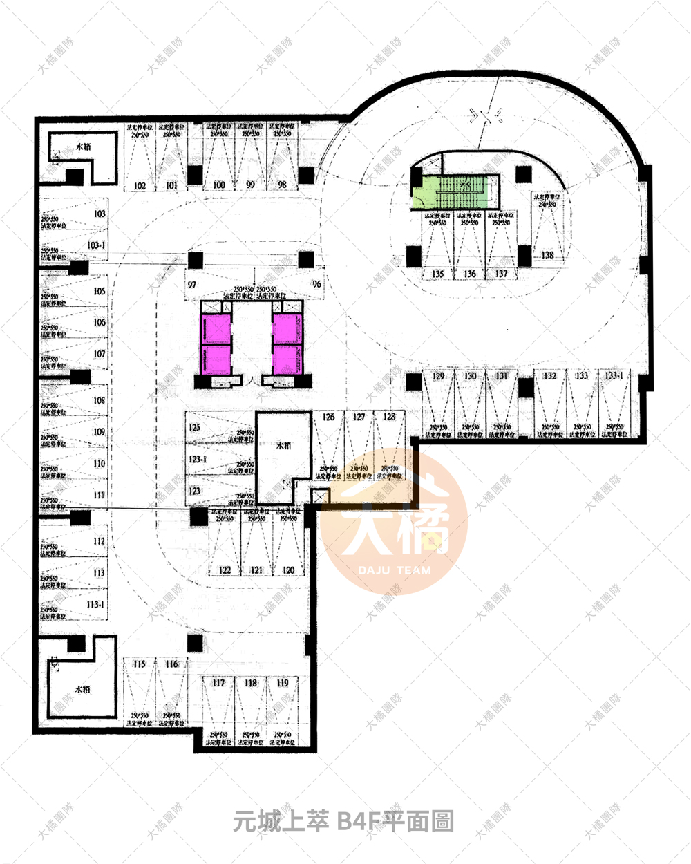 元城上萃B4F 停車平面圖